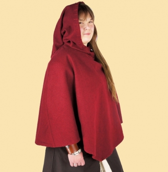 Preview: Wikinger-Gugel "Egill" mit Stickerei   -  Rot